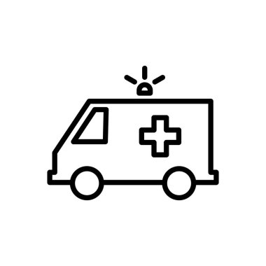 Ambulans simgesi vektörü. Ambulans kamyonu ikon vektörü. Ambulans arabası