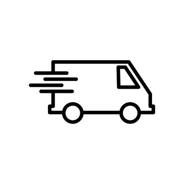 Hızlı nakliye kamyonu ikon vektörü. Teslimat kamyonu ikonu. hızlı dağıtım simgesi