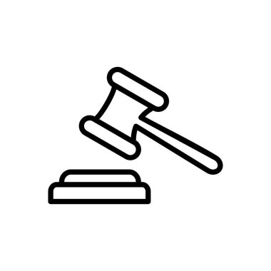 Gavel ikon vektörü. Yargıç Tokmak ikon vektörü. Kanun simgesi vektörü. Açık arttırma çekici