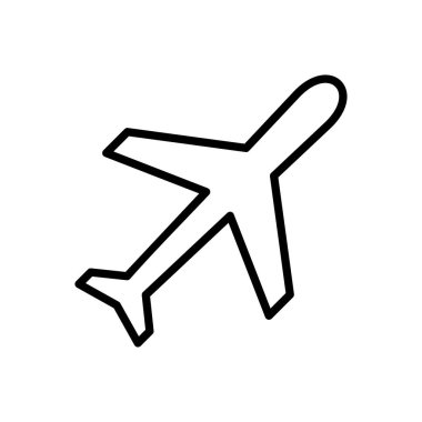 Düzlem simgesi vektörü. Uçak ikonu vektörü. Uçuş taşıma sembolü. Seyahat illüstrasyonu. Tatil sembolü