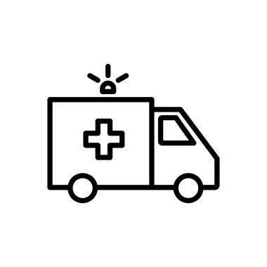 Ambulans simgesi vektörü. Ambulans kamyonu ikon vektörü. Ambulans arabası