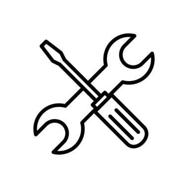 Alet ikon vektörünü onar. araç simgesi vektörü. Simge vektörü ayarlanıyor. İngiliz anahtarı ve tornavida. destek, Servis