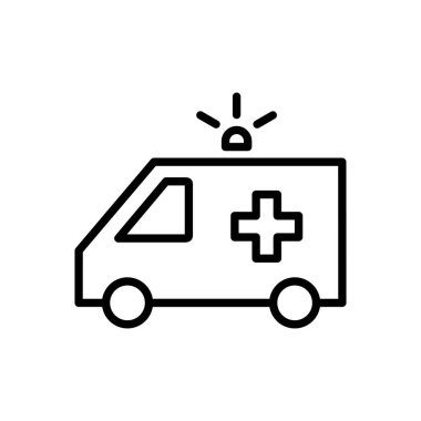 Ambulans simgesi vektörü. Ambulans kamyonu ikon vektörü. Ambulans arabası