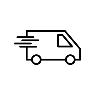 Hızlı nakliye kamyonu ikon vektörü. Teslimat kamyonu ikonu. hızlı dağıtım simgesi