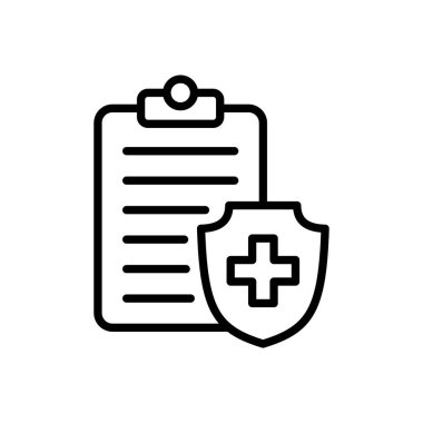 Tıbbi sigorta ikonu vektörü. sağlık sigortası simgesi