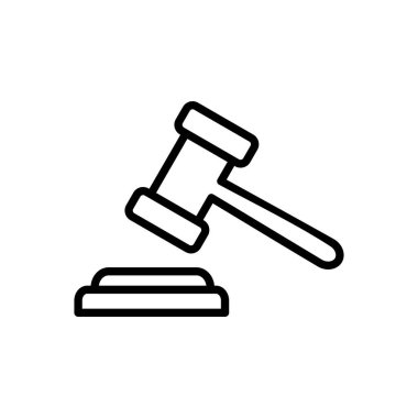 Gavel ikon vektörü. Yargıç Tokmak ikon vektörü. Kanun simgesi vektörü. Açık arttırma çekici