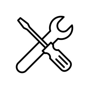 Alet ikon vektörünü onar. araç simgesi vektörü. Simge vektörü ayarlanıyor. İngiliz anahtarı ve tornavida. destek, Servis