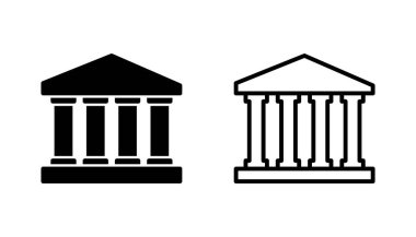 Banka simgesi seti. Banka vektör simgesi, müze, üniversite