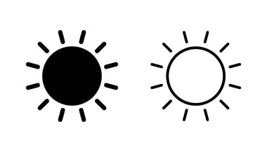 Güneş ikonu ayarlandı. Parlaklık Simgesi vektörü