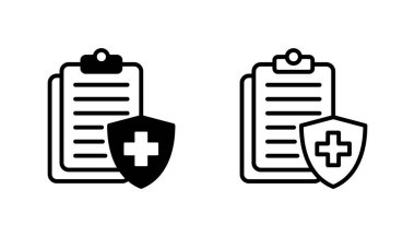 Tıbbi sigorta ikonu seti. sağlık sigortası simgesi