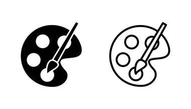 Boya simgesi seti. boya fırçası ikon vektörü. boyama silindiri vektörü