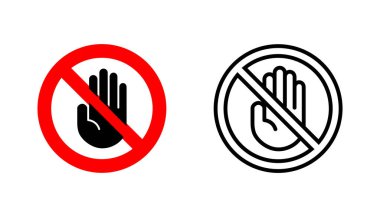 Simge setini durdur. Dur tabelası. el durdurma simgesi vektörü