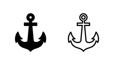 Çapa simgesi ayarlandı. Çapa sembolü logosu. Çapa deniz simgesi.