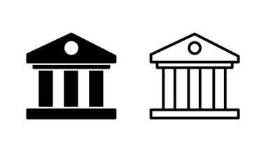 Banka simgesi seti. Banka vektör simgesi, müze, üniversite