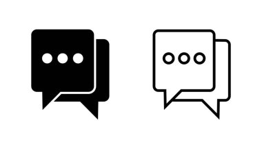 Sohbet simgesi ayarlandı. Konuşma balonu ikonu. Yorum simgesi vektörü. Mesaj var. Bizimle irtibata geç