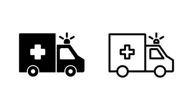 Ambulans simgesi hazır. Ambulans kamyonu ikon vektörü. Ambulans arabası