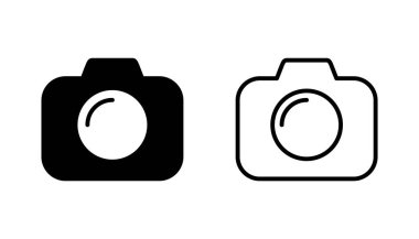 Kamera simgesi ayarlandı. Fotoğraf makinesi simgesi. kamera fotoğrafçılık simgesi.