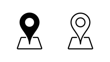 Pin simgesi ayarlandı. Konum simgesi vektörü. hedef simgesi. harita iğnesi