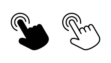 El imleç simgesi seti. Simge vektörüne tıklayın. El şıklaması. işaretleyici