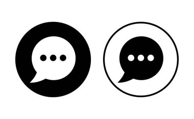 Sohbet simgesi ayarlandı. Konuşma balonu ikonu. Yorum simgesi vektörü. Mesaj var. Bizimle irtibata geç