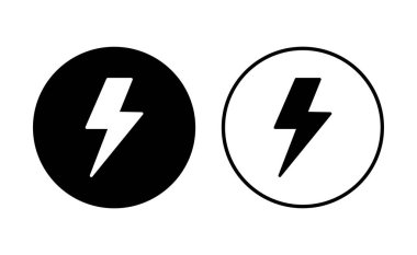 Şimşek simgesi ayarlandı. Elektrik ikon vektörü. Güç simgesi. enerji işareti