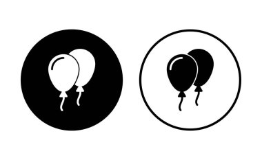 Balon simgesi ayarlandı. Parti balonu süsleme doğum günü vektörü. Balon siyah siluet simgesi