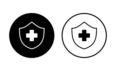 Sağlık sigortası ikonu seti. Sigorta sağlık belgesi simgesi