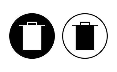 Çöp simgesi seti. Çöp kutusu simgesi. Simge vektörünü sil. çöp