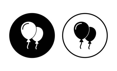 Balon simgesi ayarlandı. Parti balonu süsleme doğum günü vektörü. Balon siyah siluet simgesi