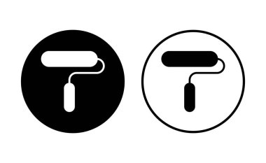 Boya simgesi seti. boya fırçası ikon vektörü. boyama silindiri vektörü