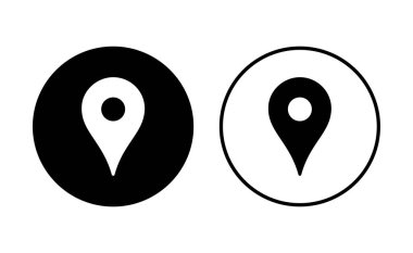 Pin simgesi ayarlandı. Konum simgesi vektörü. hedef simgesi. harita iğnesi