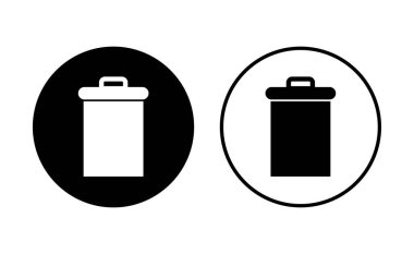 Çöp simgesi seti. Çöp kutusu simgesi. Simge vektörünü sil. çöp