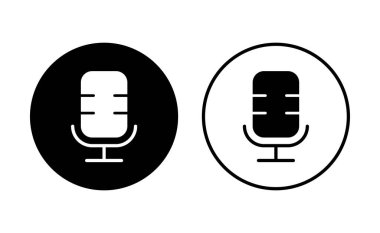Mikrofon simgesi ayarlandı. karaoke simgesi vektörü