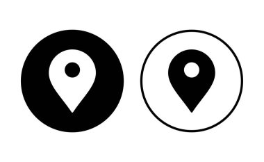 Pin simgesi ayarlandı. Konum simgesi vektörü. hedef simgesi. harita iğnesi