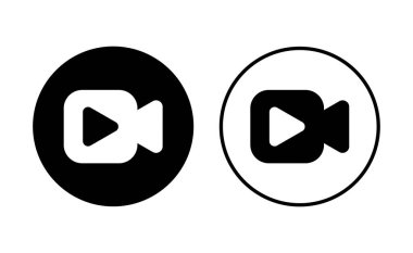 Video simgesi seti. Video kamera ikon vektörü. Film tabelası. Sinema