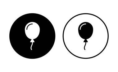 Balon simgesi ayarlandı. Parti balonu süsleme doğum günü vektörü. Balon siyah siluet simgesi