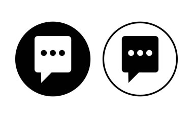 Sohbet simgesi ayarlandı. Konuşma balonu ikonu. Yorum simgesi vektörü. Mesaj var. Bizimle irtibata geç