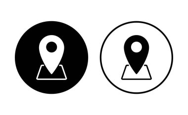 Pin simgesi ayarlandı. Konum simgesi vektörü. hedef simgesi. harita iğnesi