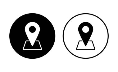 Pin simgesi ayarlandı. Konum simgesi vektörü. hedef simgesi. harita iğnesi