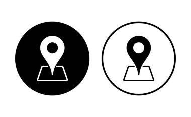 Pin simgesi ayarlandı. Konum simgesi vektörü. hedef simgesi. harita iğnesi