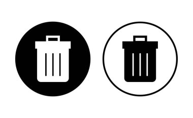 Çöp simgesi seti. Çöp kutusu simgesi. Simge vektörünü sil. çöp