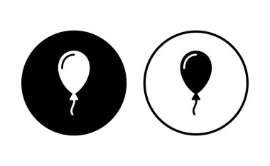 Balon simgesi ayarlandı. Parti balonu süsleme doğum günü vektörü. Balon siyah siluet simgesi