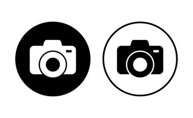 Kamera simgesi ayarlandı. Fotoğraf makinesi simgesi. kamera fotoğrafçılık simgesi.