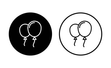 Balon simgesi ayarlandı. Parti balonu süsleme doğum günü vektörü. Balon siyah siluet simgesi