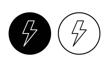 Şimşek simgesi ayarlandı. Elektrik ikon vektörü. Güç simgesi. enerji işareti