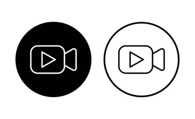 Video simgesi seti. Video kamera ikon vektörü. Film tabelası. Sinema