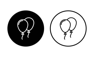 Balon simgesi ayarlandı. Parti balonu süsleme doğum günü vektörü. Balon siyah siluet simgesi