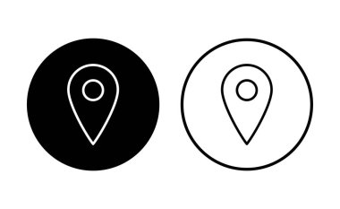 Pin simgesi ayarlandı. Konum simgesi vektörü. hedef simgesi. harita iğnesi