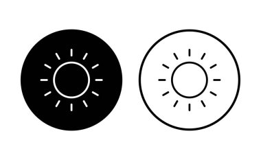 Güneş ikonu ayarlandı. Parlaklık Simgesi vektörü