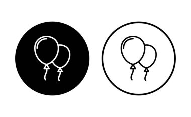 Balon simgesi ayarlandı. Parti balonu süsleme doğum günü vektörü. Balon siyah siluet simgesi